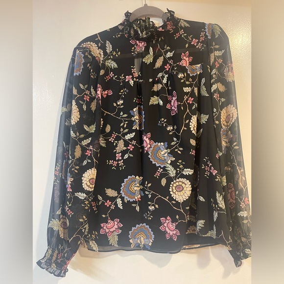 Vince Camuto Windsor Floral Chiffon Blouse Size M - Picture 8 of 9
